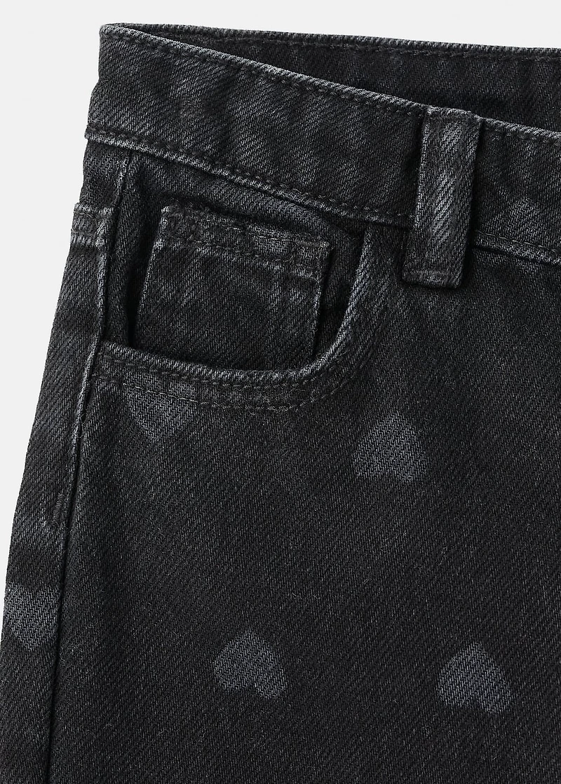 Straight-leg jeans with hearts