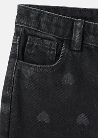 Straight-leg jeans with hearts