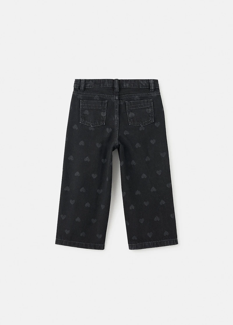 Straight-leg jeans with hearts