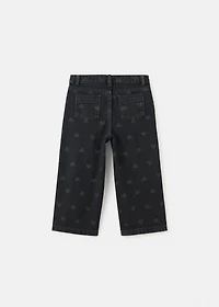 Straight-leg jeans with hearts