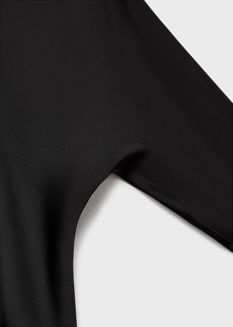 asymmetrical satin-finish dress with hem