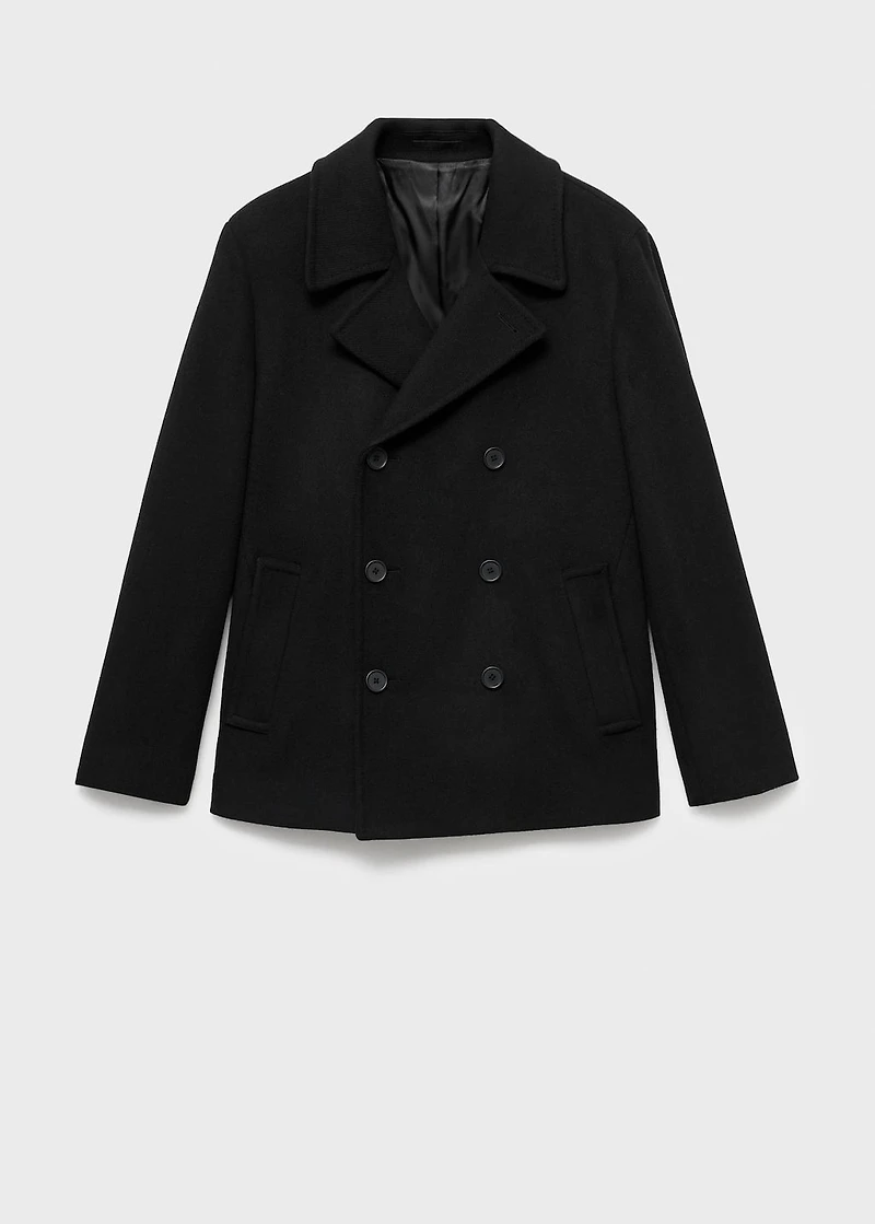 Wool double-breasted coat with buttons