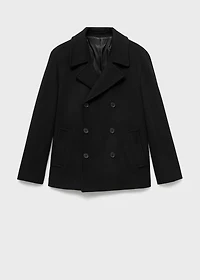 Wool double-breasted coat with buttons