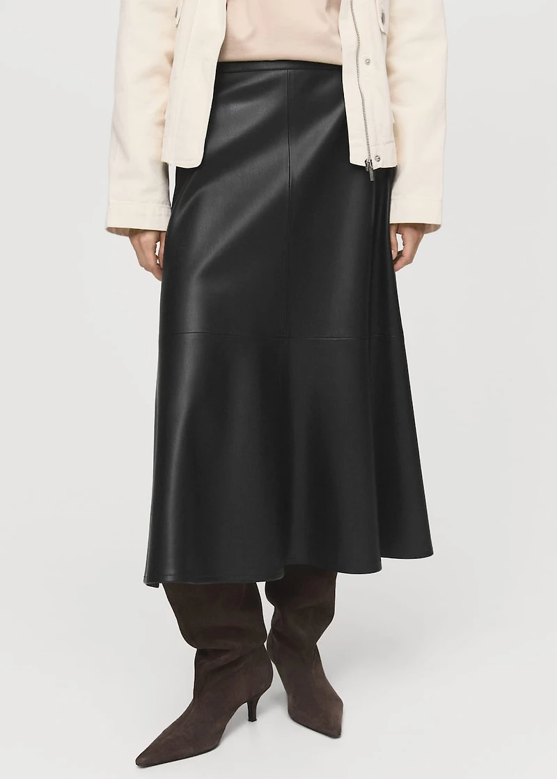 Leather-effect midi-skirt