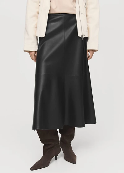 Leather-effect midi-skirt
