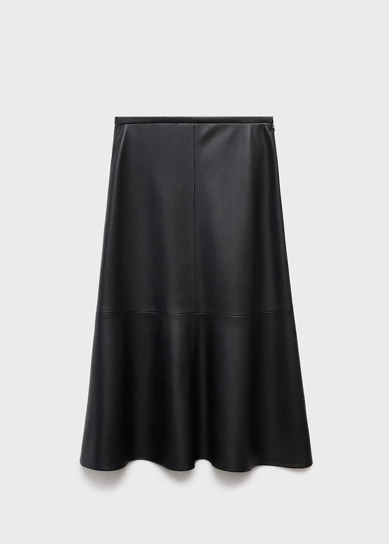 Leather-effect midi-skirt