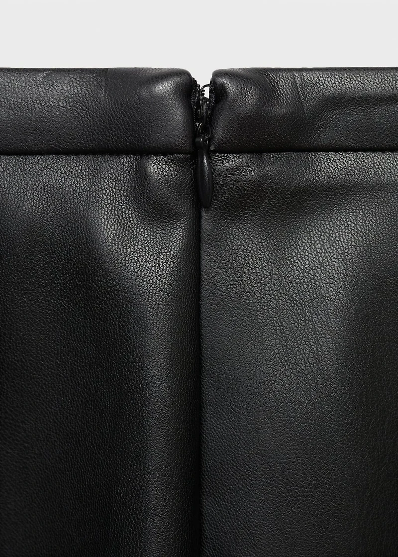 Leather-effect midi-skirt