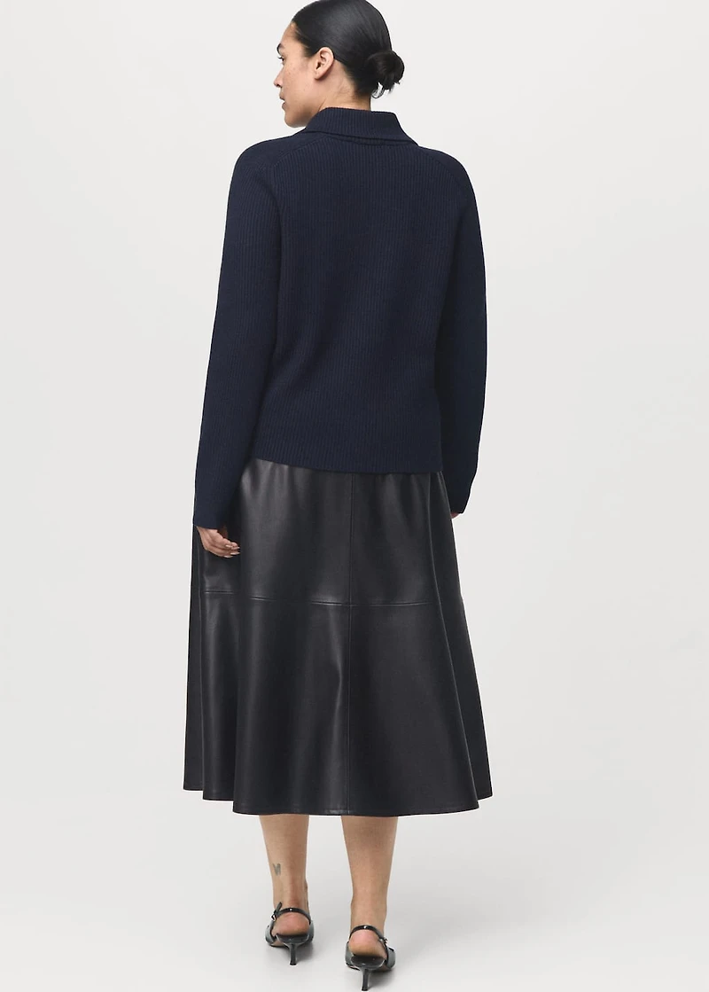 Leather-effect midi-skirt