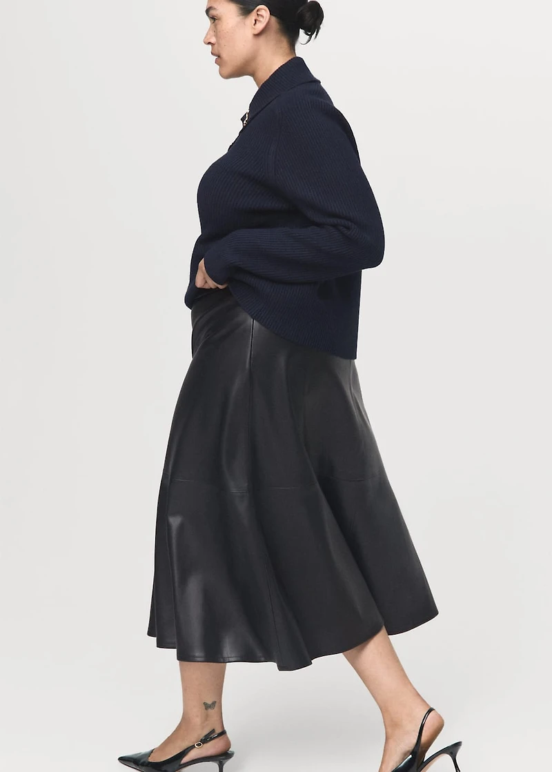 Leather-effect midi-skirt