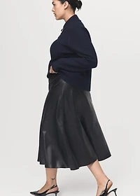 Leather-effect midi-skirt