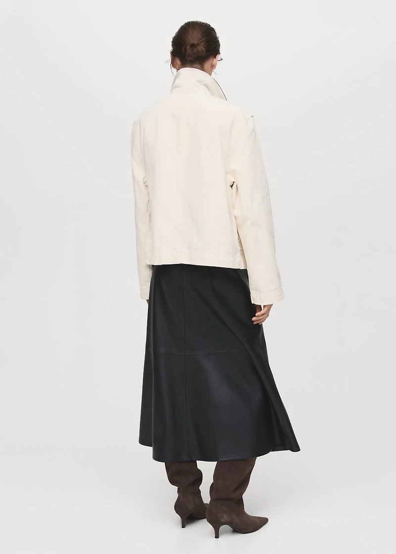 Leather-effect midi-skirt