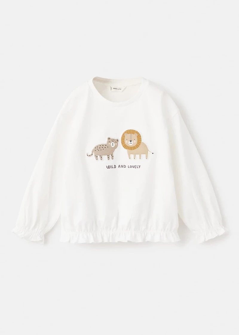 Cotton t-shirt with embroidered lion