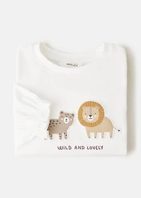 Cotton t-shirt with embroidered lion