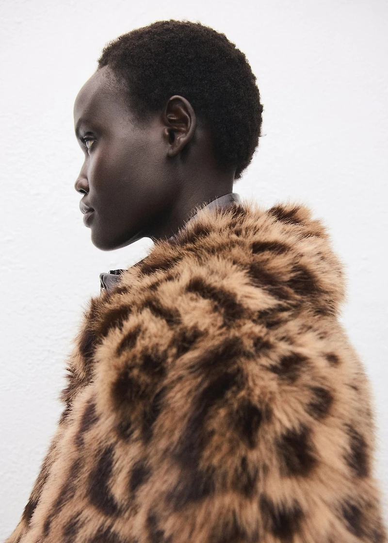 Fur-effect leopard-print coat