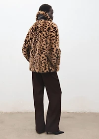 Fur-effect leopard-print coat