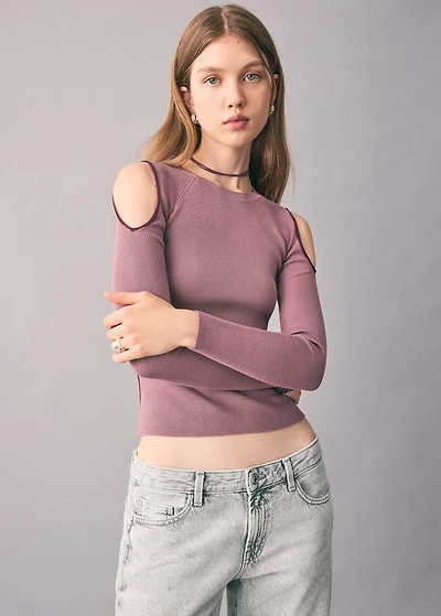 Knitted sweater with cut-out