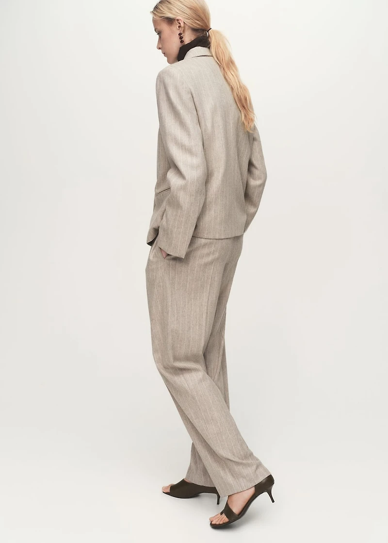Pinstripe wool suit pants