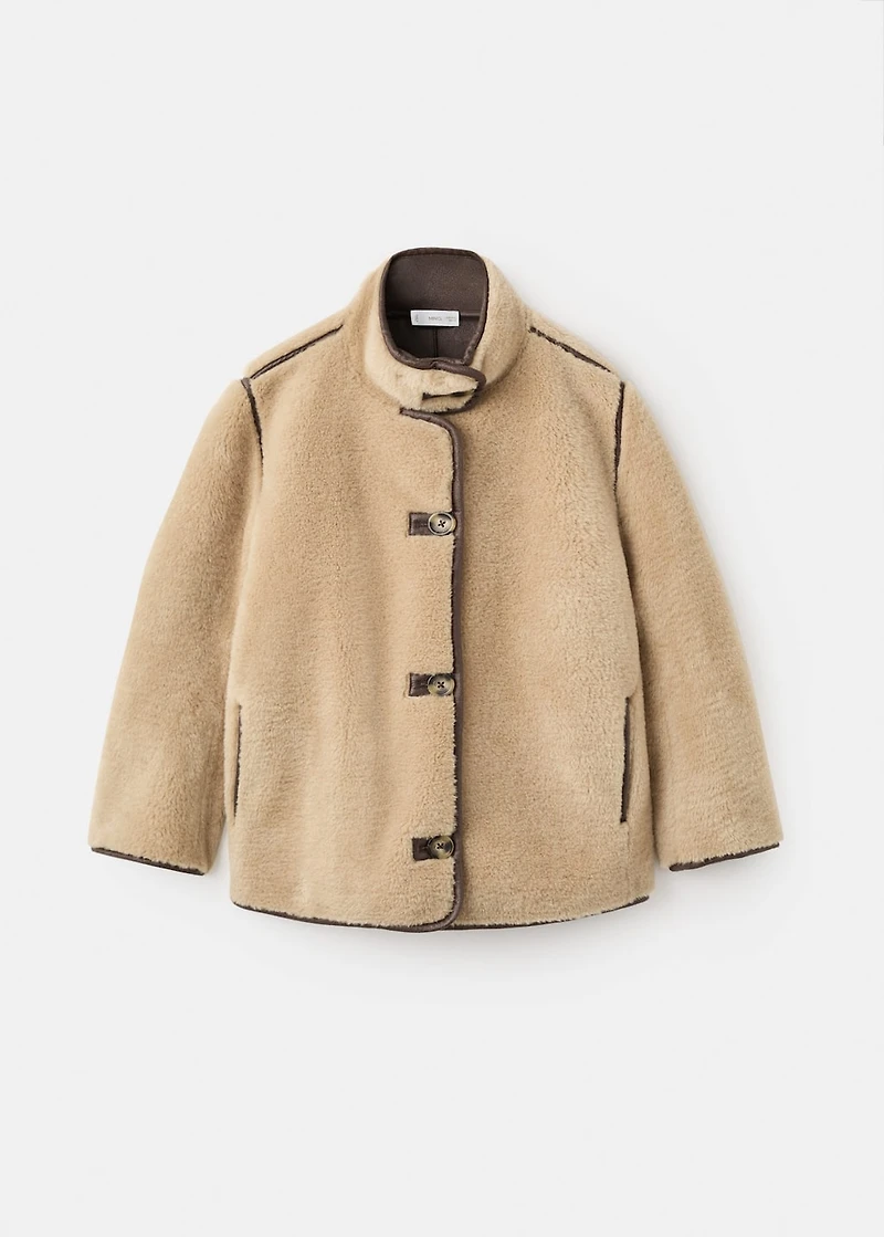 Fur effect coat with buttons