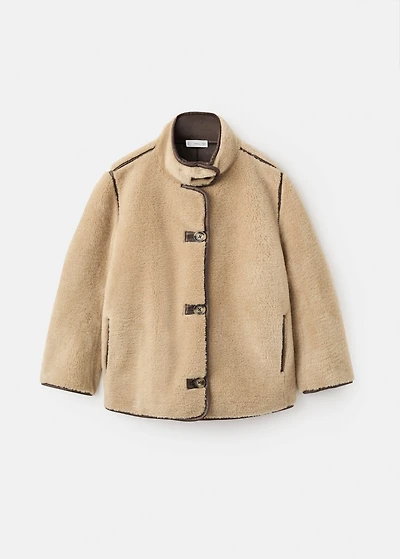Fur effect coat with buttons