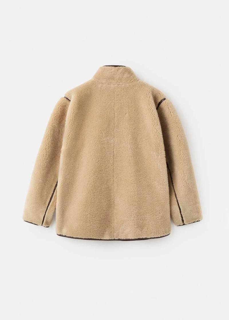 Fur effect coat with buttons