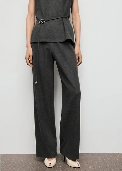 Straight-fit pants with elastic waist
