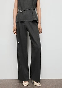 Straight-fit pants with elastic waist
