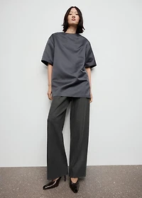 Straight-fit pants with elastic waist