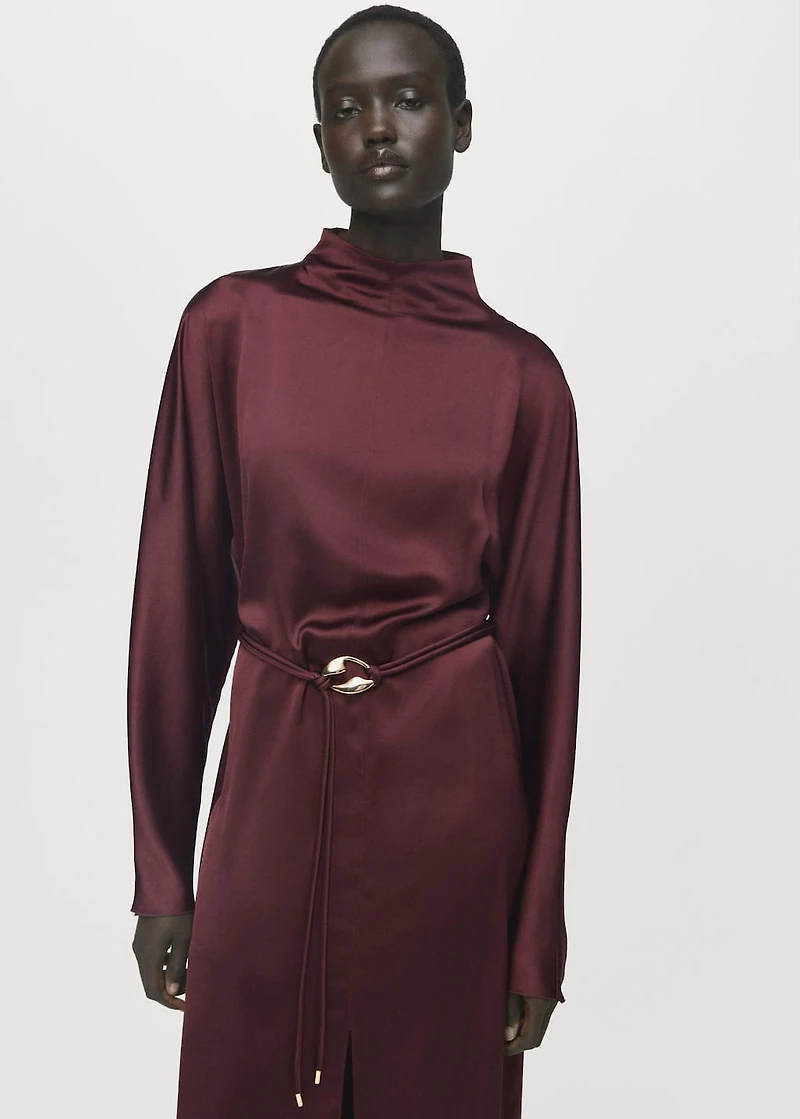 Belt satin dress