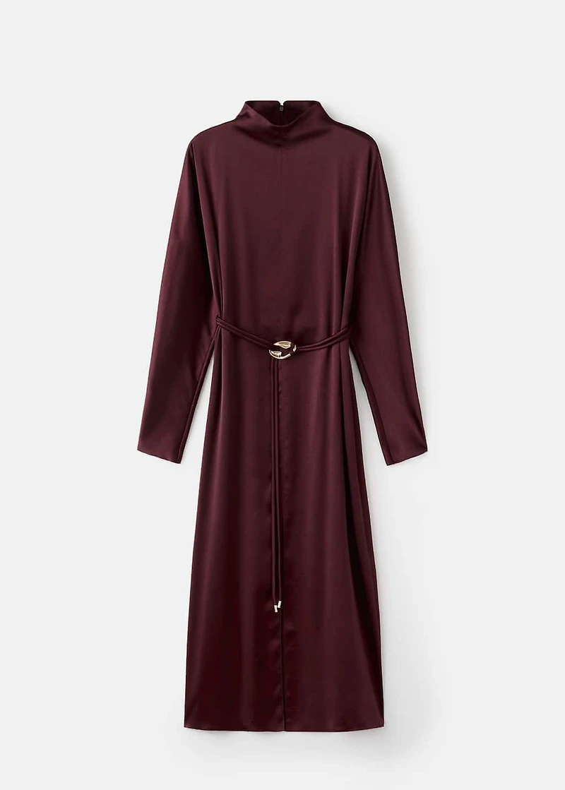 Belt satin dress