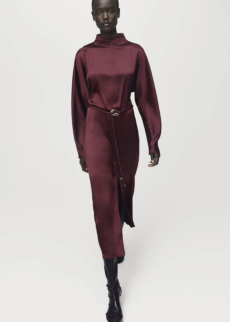 Belt satin dress