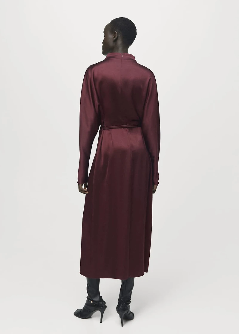 Belt satin dress