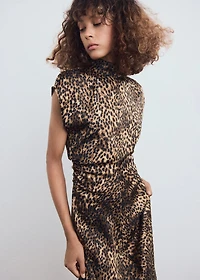 Leopard-print satin dress