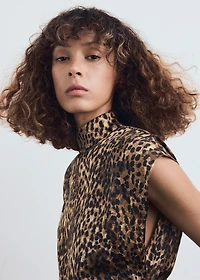 Leopard-print satin dress