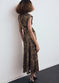 Leopard-print satin dress