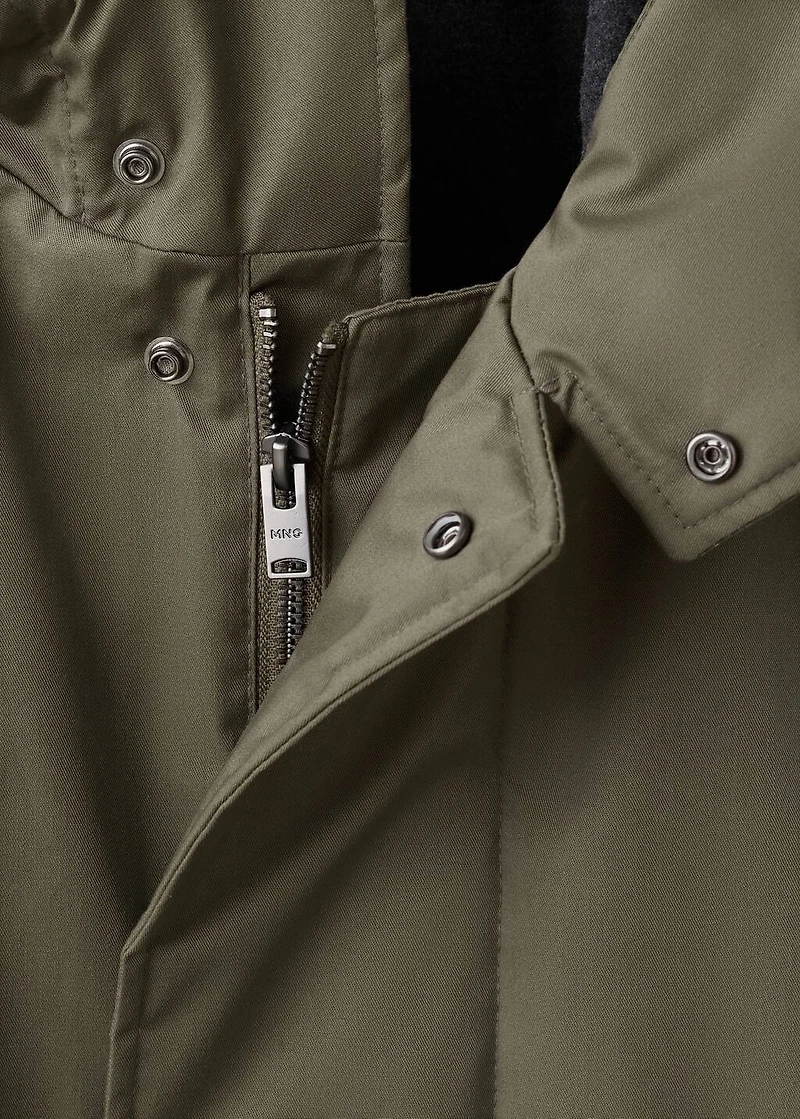 Quilted parka with water-repellent hood