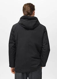 Water-repellent hooded barn jacket