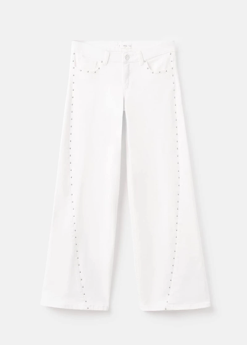 Wide leg jeans with studs