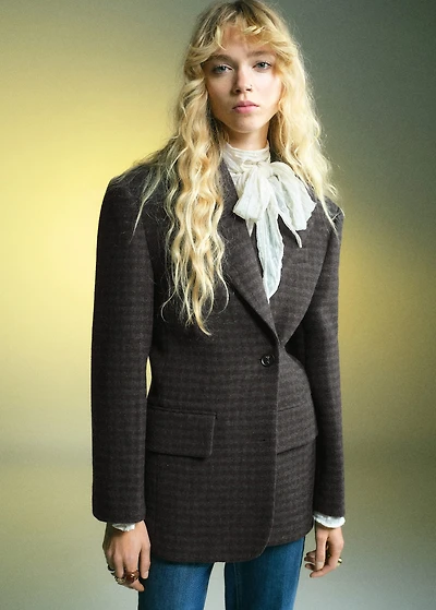 Micro-houndstooth wool jacket