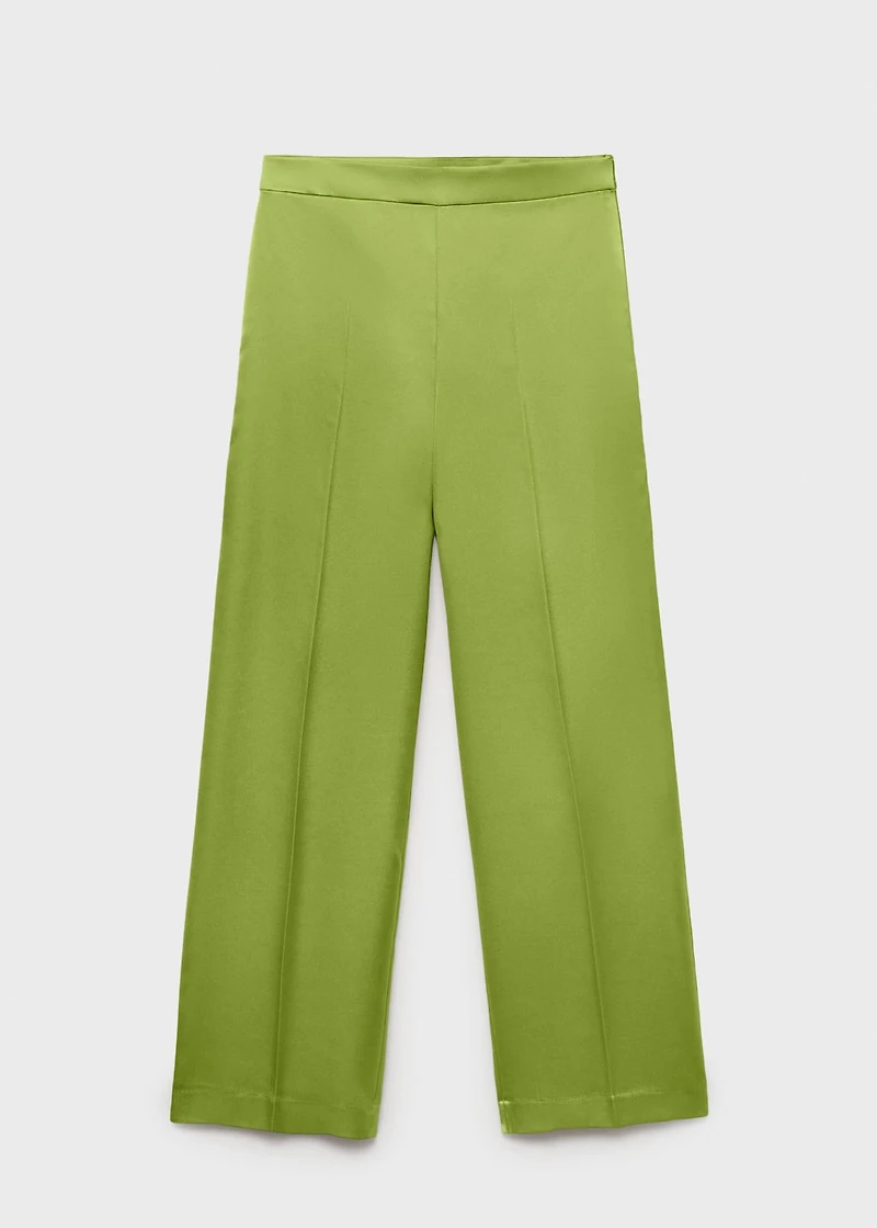 Satin straight-fit pants