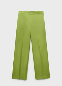 Satin straight-fit pants