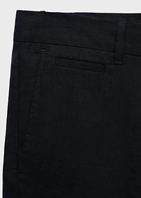 Slim-fit 100% linen bermuda shorts