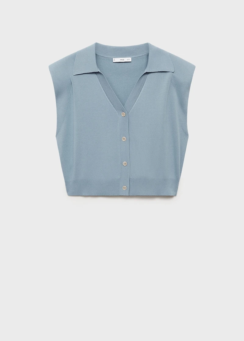 Fine-knit shoulder-padded vest