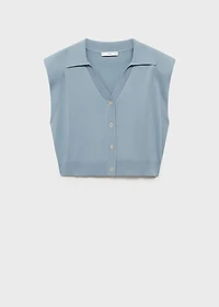 Fine-knit shoulder-padded vest