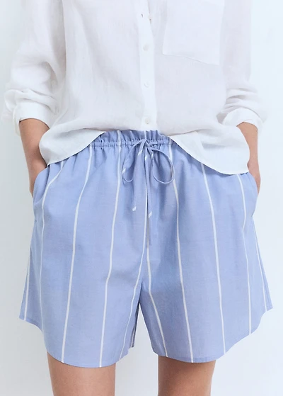 Striped cotton shorts