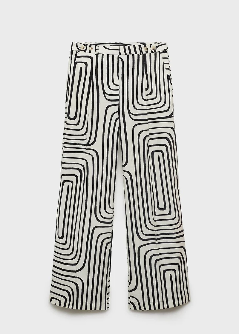 Geometric-print linen pants