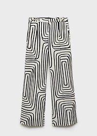 Geometric-print linen pants