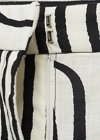 Geometric-print linen pants