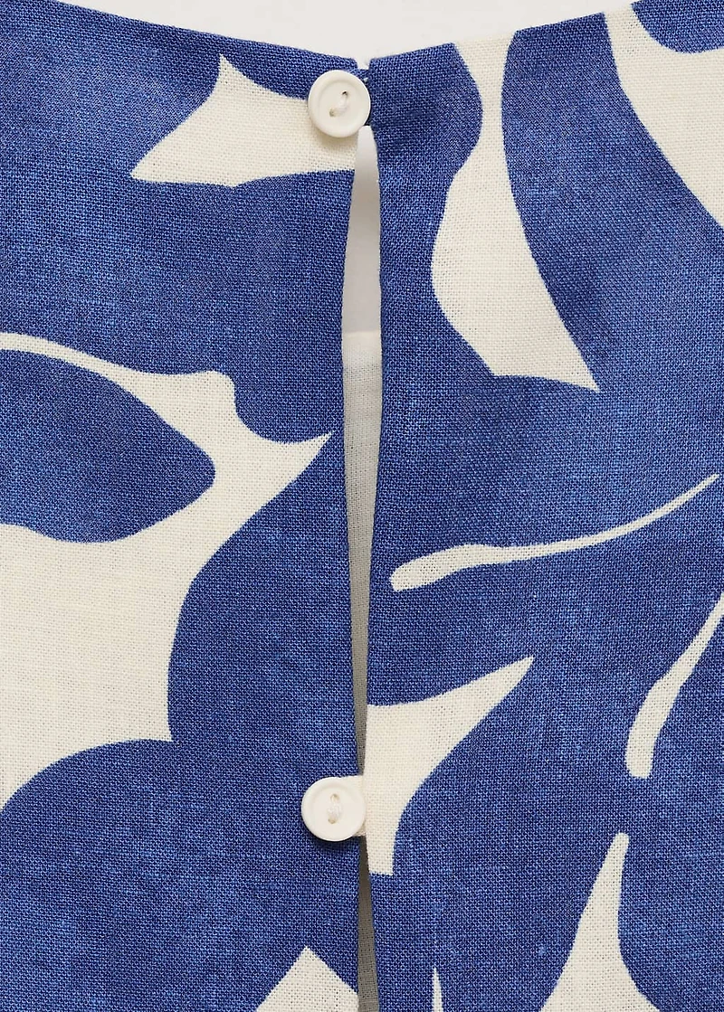 Printed linen-blend top