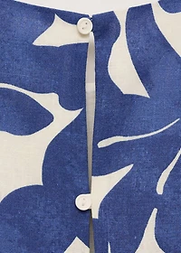 Printed linen-blend top