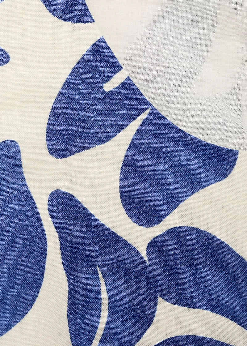 Printed linen-blend top